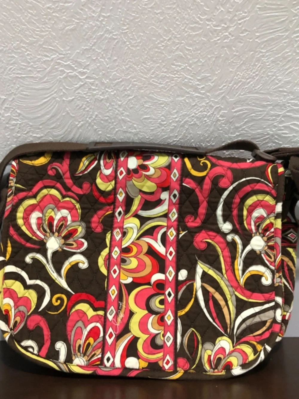 Vera Bradley Puccini Print Floral Laptop Crossbody Messenger Bag